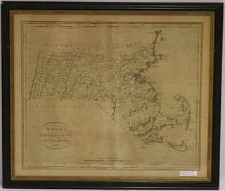 1796 FRAMED MAP OF "THE STATE OF MASSACHUSETTS",
