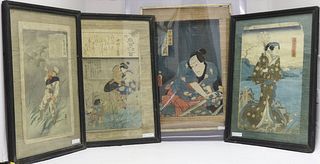LOT OF FOUR 19TH CENTURY JAPANESE WOODBLOCK