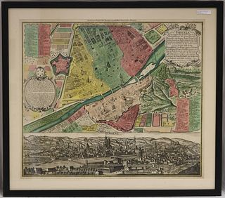 EARLY HAND COLORED MAP OF FLORENZ/FIERENZE. LATE
