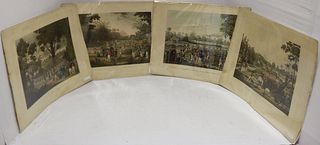 LOT OF FOUR HAND COLORED ENGRAVINGS FROM 1824 TO