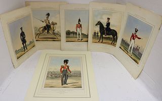 LOT OF SIX 19TH CENTURY HAND COLORED LITHOGRAPHS