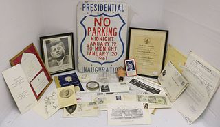 LARGE LOT OF JFK MEMORABILIA TO INCLUDE: A SIGNED
