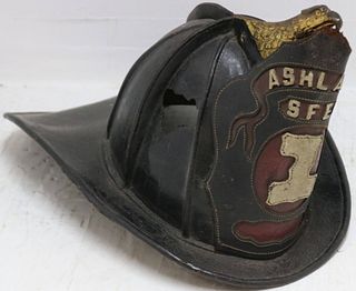 LATE 19TH CENTURY LEATHER FIREMAN'S HAT FROM