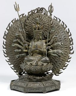 Tibetan Style Bronze 'Thousand Hands' Statue