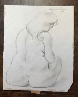 Graphite Sketch, Woman Bathing, Suzanne Valadon