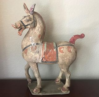 Chinese Polychrome Pottery Horse, Han Dynasty