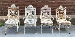 Set of Four Philadelphia Antique Cast Iron Chairs