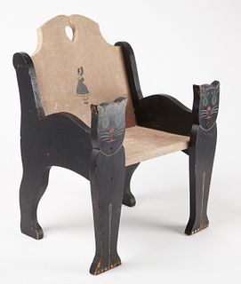 Folk Art Child's Cat Chair