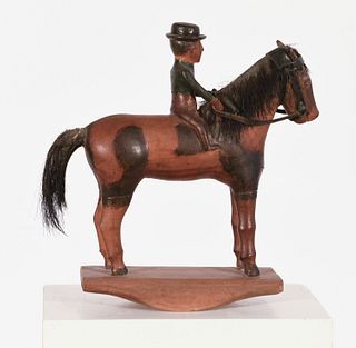 Carved Folk art Man on Horseback