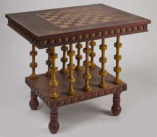 Checkers Folk Art Game Table