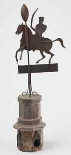 Fine Horse and Soldier Weathervane on Birdhouse