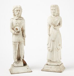 Buffalo Bill and His Wife - Pair of Carved Figures