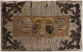 Large Hooked Rug - Roosters Kissing