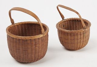 Two Nantucket Baskets with Labels