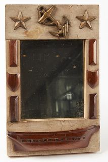 Folk Art Mirror with Half Hull Carving