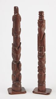 Pair of NW Coast Totem Poles