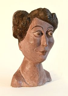 Modernist Pottery Bust of Lady