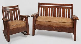 Harden Wavy Arm Mission Rocker and Matching Settle