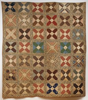 Early Chintz Signature Quilt Dated 1850