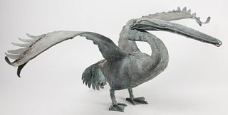 Large Copper Pelican Sculpture