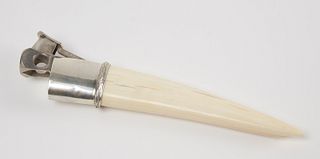 German Cigar Cutter Tusk with Silver