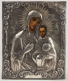 Greek Icon with Silver Frame
