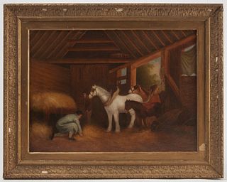 W. Dobson 1870's Horses in Stable English