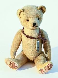 1920's American Teddy Bear with Whistle Necklace