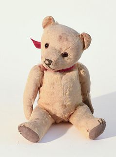 Antique Teddy Bear with Red Ribbon