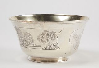 Sterling Bowl with Asian Scenes