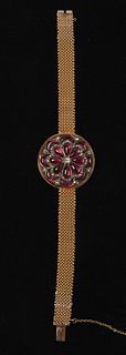 Victorian Gold Bracelet with Diamonds and Garnets