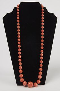 Fine Strand of Antique Graduated Coral Beads
