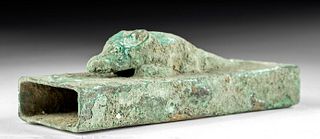 Egyptian Late Period Bronze Sarcophagus Shrew Atop