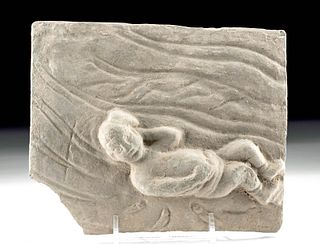 Chinese Song Dynasty Pottery Brick of Child