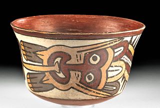 Nazca Polychrome Bowl - Serpent Creature w/ Trophy Head