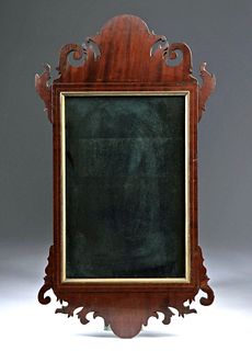 18th C. American Wood & Glass Chippendale Mirror