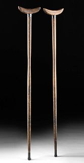 Pair of American Civil War Era Wooden Crutches