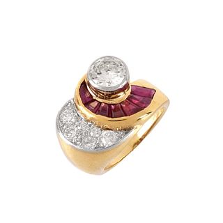 Diamond, Ruby and 14K Ring