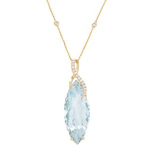 Aquamarine, Diamond and 14K Necklace