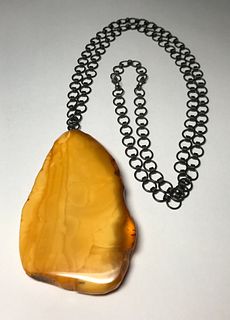 Vintage Butterscotch Amber Necklace & Chain
