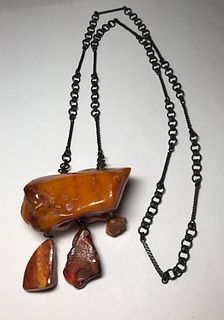 Vintage Amber Necklace & Chain
