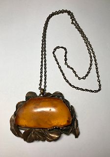 Vintage Amber Necklace & Chain