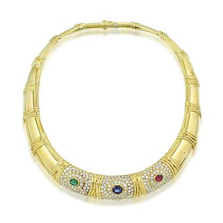 Multi-Colored Gemstone and Diamond Necklace