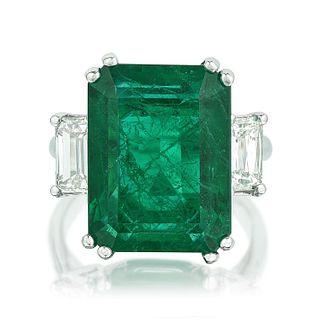 11.68-Carat Emerald and Diamond Ring