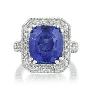 Ceylon Unheated Sapphire and Diamond Ring