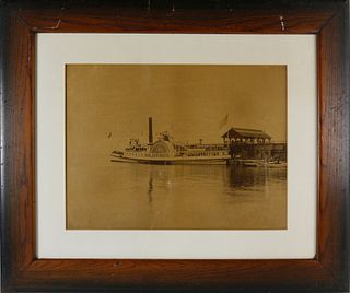 Late 19th c. Nantucket Photograph Side-wheel Steamer - Island Home