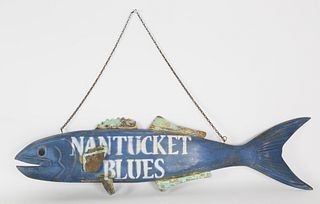 Nantucket Blues Hanging Fish Sign