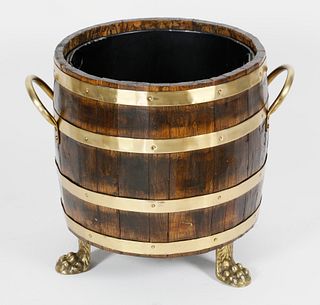 19th Century Brass Bound Peat Bucket