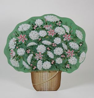 Janette Baker Hand Painted Wooden Queen Anne's Lace in a Nantucket Basket Fireplace Cover