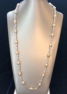 Gold South Sea Baroque Pearl and Keshi Pearl Necklace